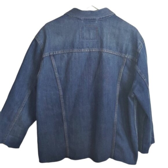 2/$30 Levi's denim distressed cutout oversized jeans jacket XXL - Picture 3 of 9